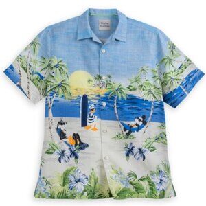 Disney Tommy Bahama Hawaiian Camp Mickey Donald Goofy Button Down Silk Shirt 3XL
